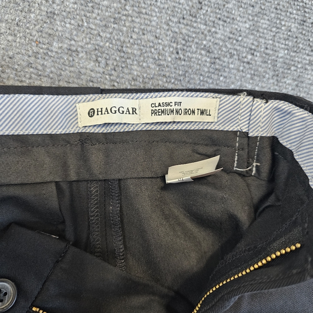 NWT Haggar Premium No Iron Straight leg Flat Front Stretch Black Pants 34x29 - Picture 10 of 16